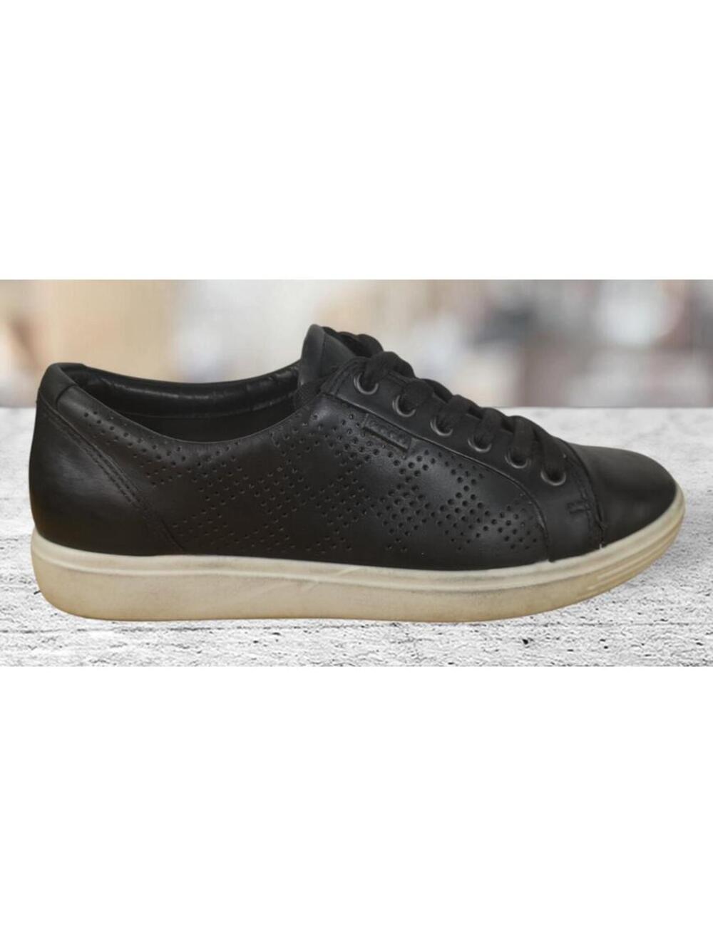 Ecco Womens Size 7 Leather Soft 7 Danish Design Black Sneaker Shoes EU 38 - Picture 3 of 8